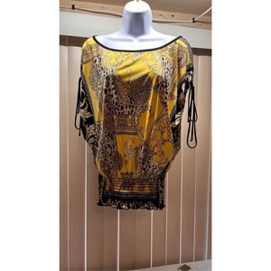 BODY CENTRAL YELLOW PAISLEY BLOUSE SIZE S